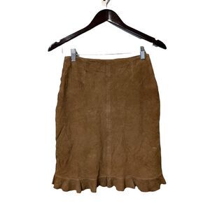 Vintage Vs2 Brown Suede Mini Skirt With Ruffle Bottom